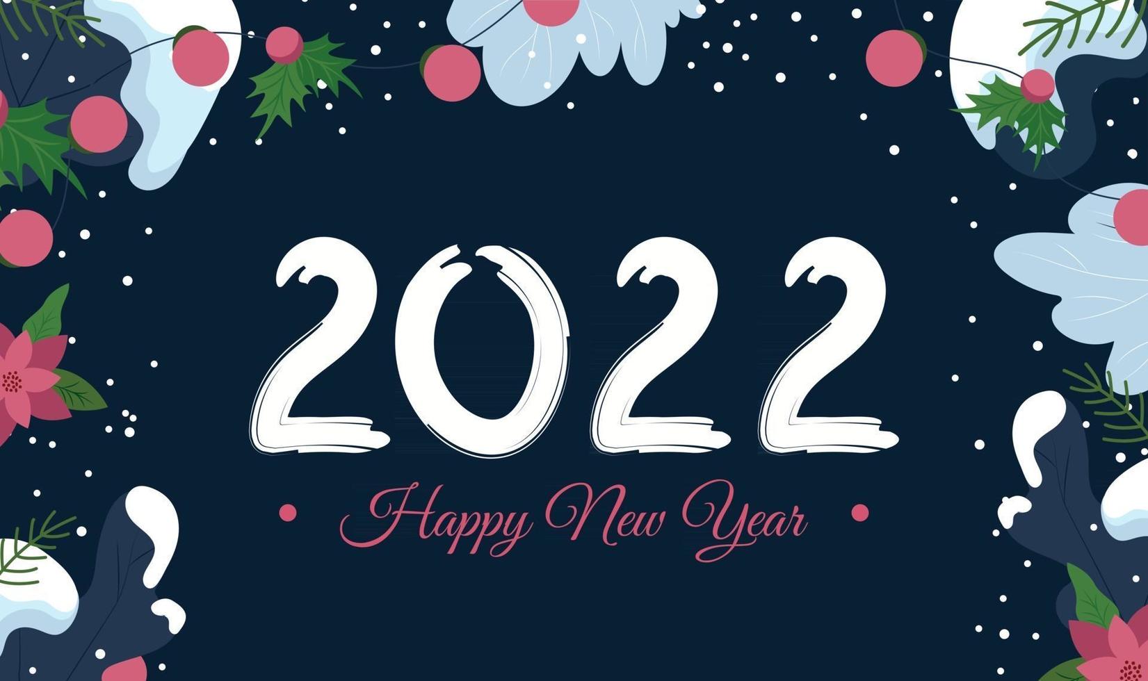 happy new year 2022 horizontal banner or greeting card template with elements of christmas tree and snowy branches cartoon background free vector